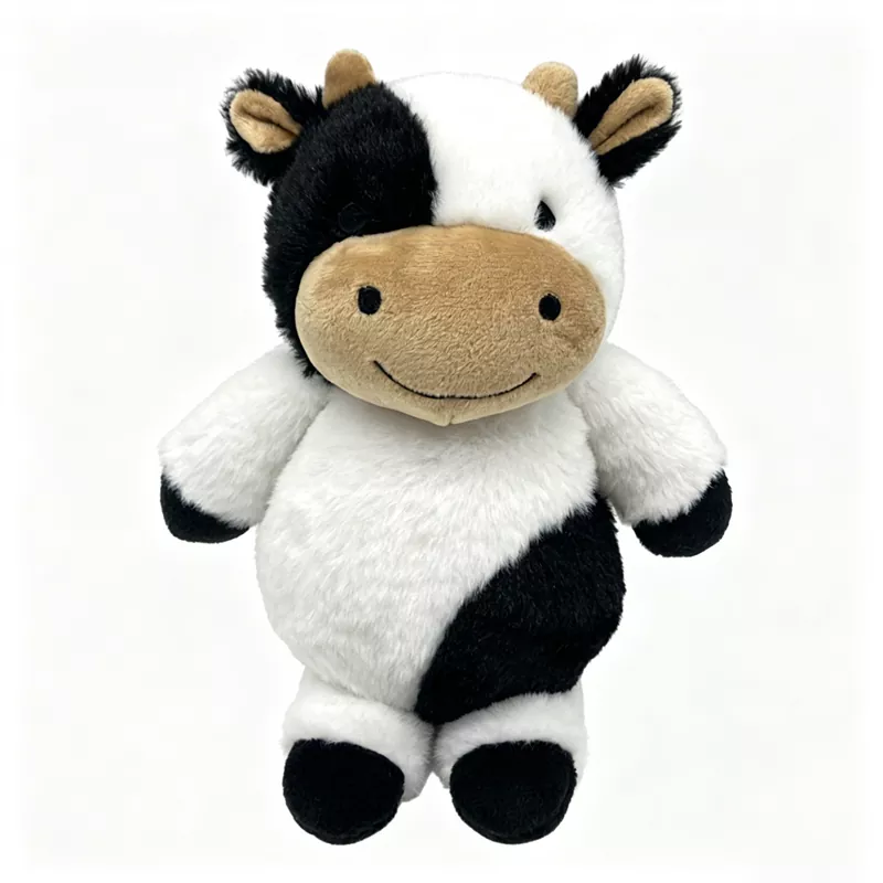 Fluffy ສີດໍາແລະສີຂາວງົວ Plush Toy Fluffy ສີດໍາແລະສີຂາວງົວ Plush Toy
